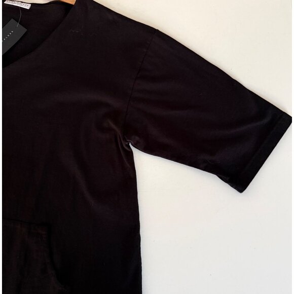 NWT MEDIUM Bryn Walker Judy Black Cotton Knit Tunic Top Kangaroo Pocket - Picture 4 of 8